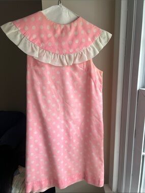 Vintage Pink Polka Dot Ruffle Dress